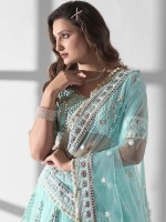 Sky Blue Premium Net Lehenga Choli